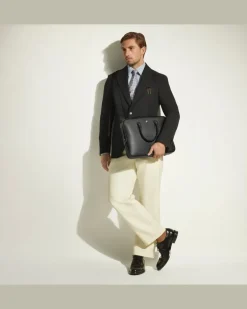 Flache Schreibmappe aus Sartorial Leder - Schwarz - Leder - MB130272 - Dokumententaschen