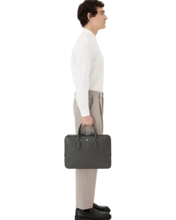 Flache Schreibmappe aus Sartorial Leder - Schwarz - Leder - MB130272 - Dokumententaschen