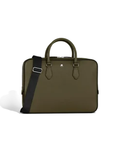 Flache Schreibmappe aus Sartorial Leder - Tweed-Blau - Leder - MB220333 - Dokumententaschen