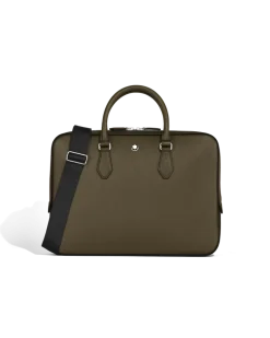 Flache Schreibmappe aus Sartorial Leder - Tweed-Blau - Leder - MB220333 - Dokumententaschen