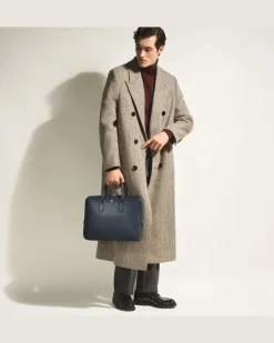 Flache Schreibmappe aus Sartorial Leder - Tintenblau - MB131715 - Dokumententaschen
