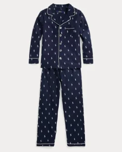 Flanelltwill-Pyjama mit Polo Pony Blue