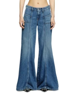Flare Jeans Low Waist D-Akii, Mittelblau, Reißverschluss
