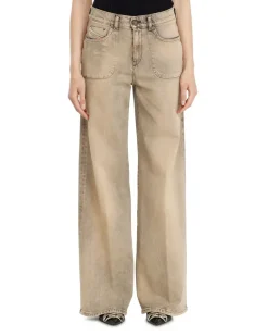 Flare Jeans Regular Waist 1978 D-Akemi,, Reißverschluss Beige