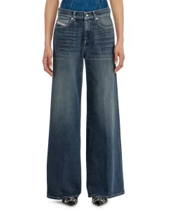 Flare Jeans Regular Waist 1978 D-Akemi, Dunkelblau, Reißverschluss