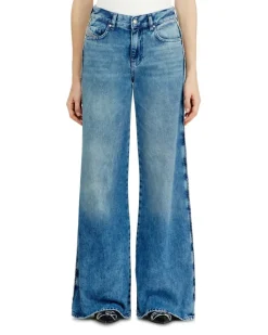 Flare Jeans Regular Waist 1978 D-Akemi, Mittelblau, Reißverschluss