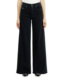 Flare Jeans Regular Waist 1978 D-Akemi, Schwarz/Dunkelgrau, Reißverschluss