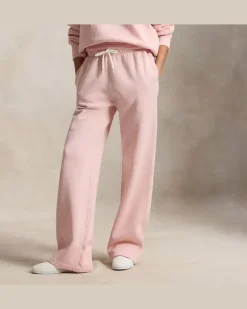 Fleece-Jogginghose mit weitem Bein Pink