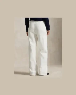 Fleece-Jogginghose mit weitem Bein White