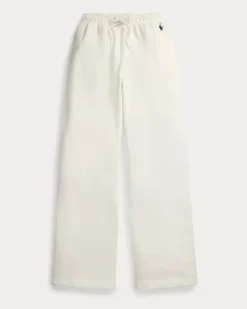Fleece-Jogginghose mit weitem Bein White