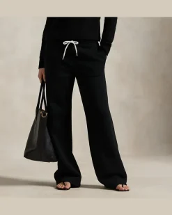 Fleece-Jogginghose mit weitem Bein Black