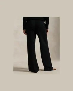 Fleece-Jogginghose mit weitem Bein Black