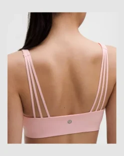 FlexyFlex Yoga-BH mit eckigem Ausschnitt Leichter Halt für A–C Cups für Frauen – Größe in Pink Pearl