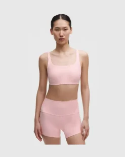FlexyFlex Yoga-BH mit eckigem Ausschnitt Leichter Halt für A–C Cups für Frauen – Größe in Pink Pearl