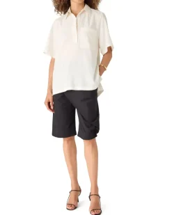 Fließendes Poloshirt Off-White