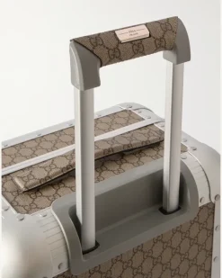 FPM Milano 53cm Monogrammed Coated-Canvas and Aluminium Suitcase Silver