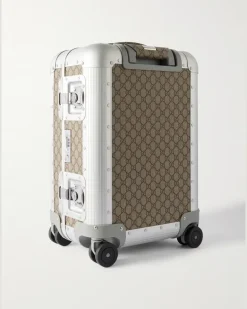 FPM Milano 53cm Monogrammed Coated-Canvas and Aluminium Suitcase Silver