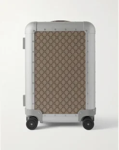 FPM Milano 53cm Monogrammed Coated-Canvas and Aluminium Suitcase Silver