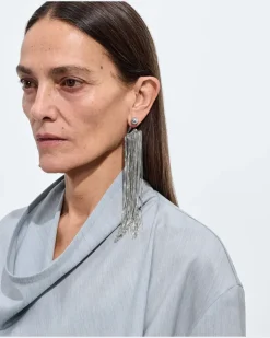 Fringes Mono-Ohrring-Silber - Damen