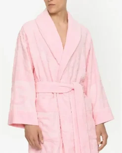 Frottee-Bademantel aus Jacquard - Rosa