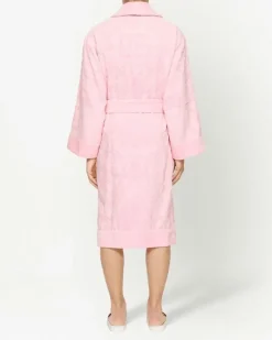 Frottee-Bademantel aus Jacquard - Rosa
