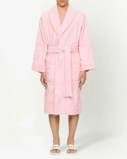Frottee-Bademantel aus Jacquard - Rosa