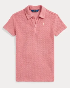 Frottee-Cover-up mit Zopfmuster Pink