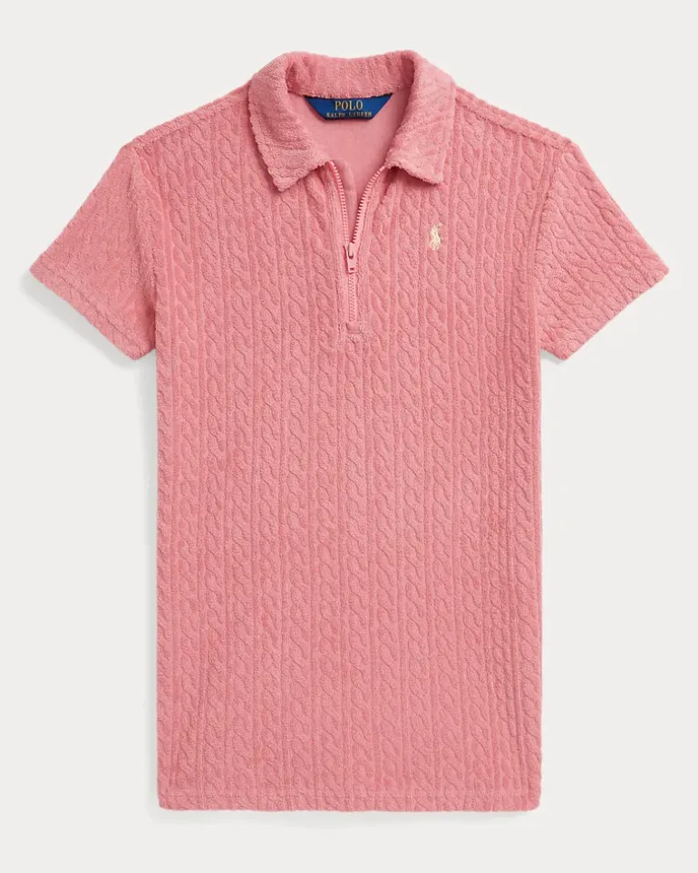 Frottee-Cover-up mit Zopfmuster Pink