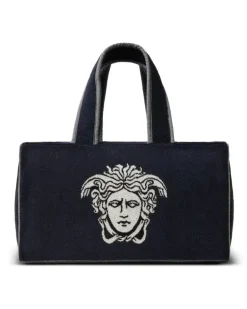 Frottee-Sporttasche aus Jacquard - Blau