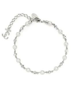Fußkette mit Kunstperlen - Silber