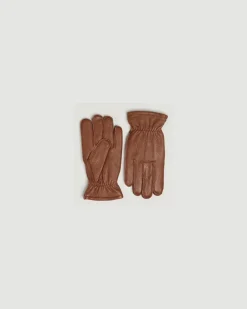 Full Grain Leather Gloves Caramel Braun