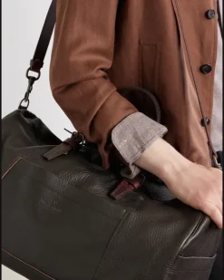 Full-Grain Leather Weekend Bag Brown