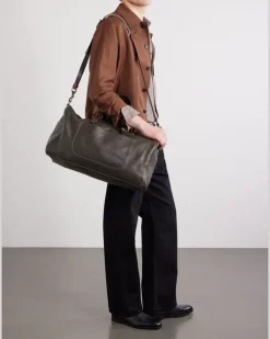 Full-Grain Leather Weekend Bag Brown