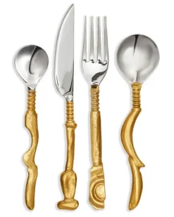 Gebürstetes Besteck (4er-Set) - Gold