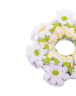 Gehäkelter Haargummi mit Blumen-Patch - Violett
