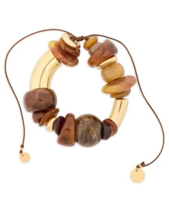 Geknotete Fußkette mit Perlen - Gold
