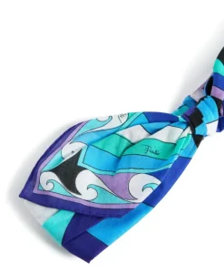 Geknoteter Haarreif mit Iride-Print - Blau