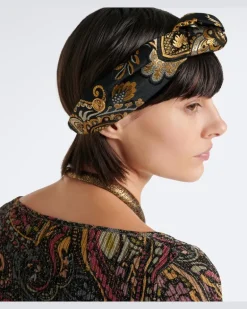 Geknotetes Haarband aus Jacquard Schwarz