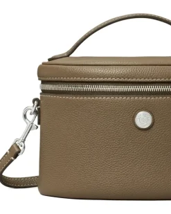 Gekörnte Kosmetiktasche mit Henkel - Braun
