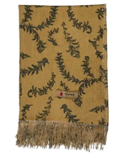 Gemusterte Tischdecke aus Leinen - Braun
