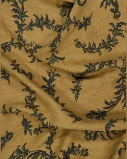 Gemusterte Tischdecke aus Leinen - Braun