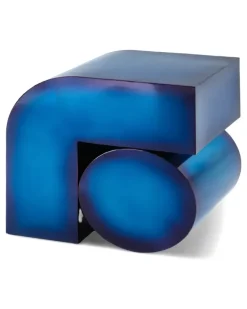 Geometrischer Beistelltisch im Metallic-Look - Blau