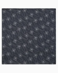 Geometrisches Jacquard-Seiden-Einstecktuch Blau