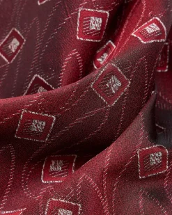 Geometrisches Jacquard-Seiden-Einstecktuch Rot