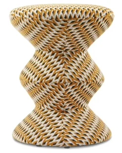 Geo Soft Zig Zag Hocker (47cm) - Nude