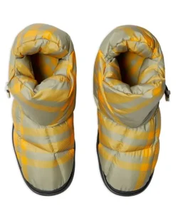 Gepolsterte Pillow Stiefel mit Check - Nude