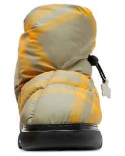 Gepolsterte Pillow Stiefel mit Check - Nude