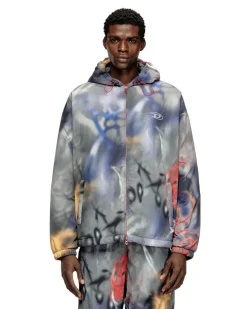 Gepolsterter Windbreaker mit Graffiti-Print - Jacken - Herren - Bunt
