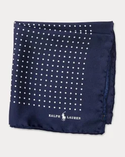 Gepunktetes Einstecktuch aus Seide Blue