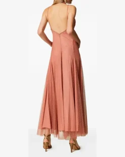 Gepunktetes Tüllkleid - Rosa